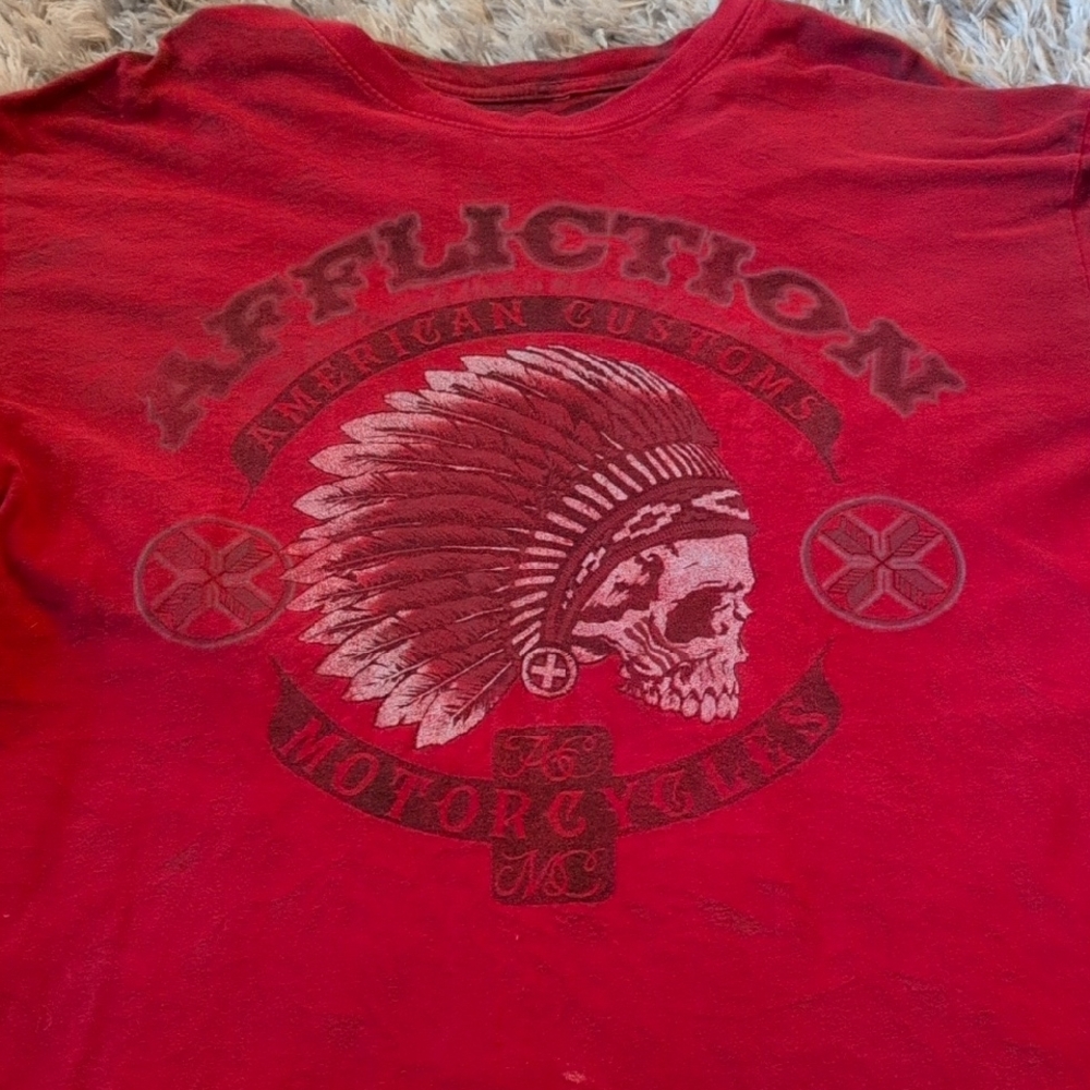 Affliction Red Skull Graphic Tee